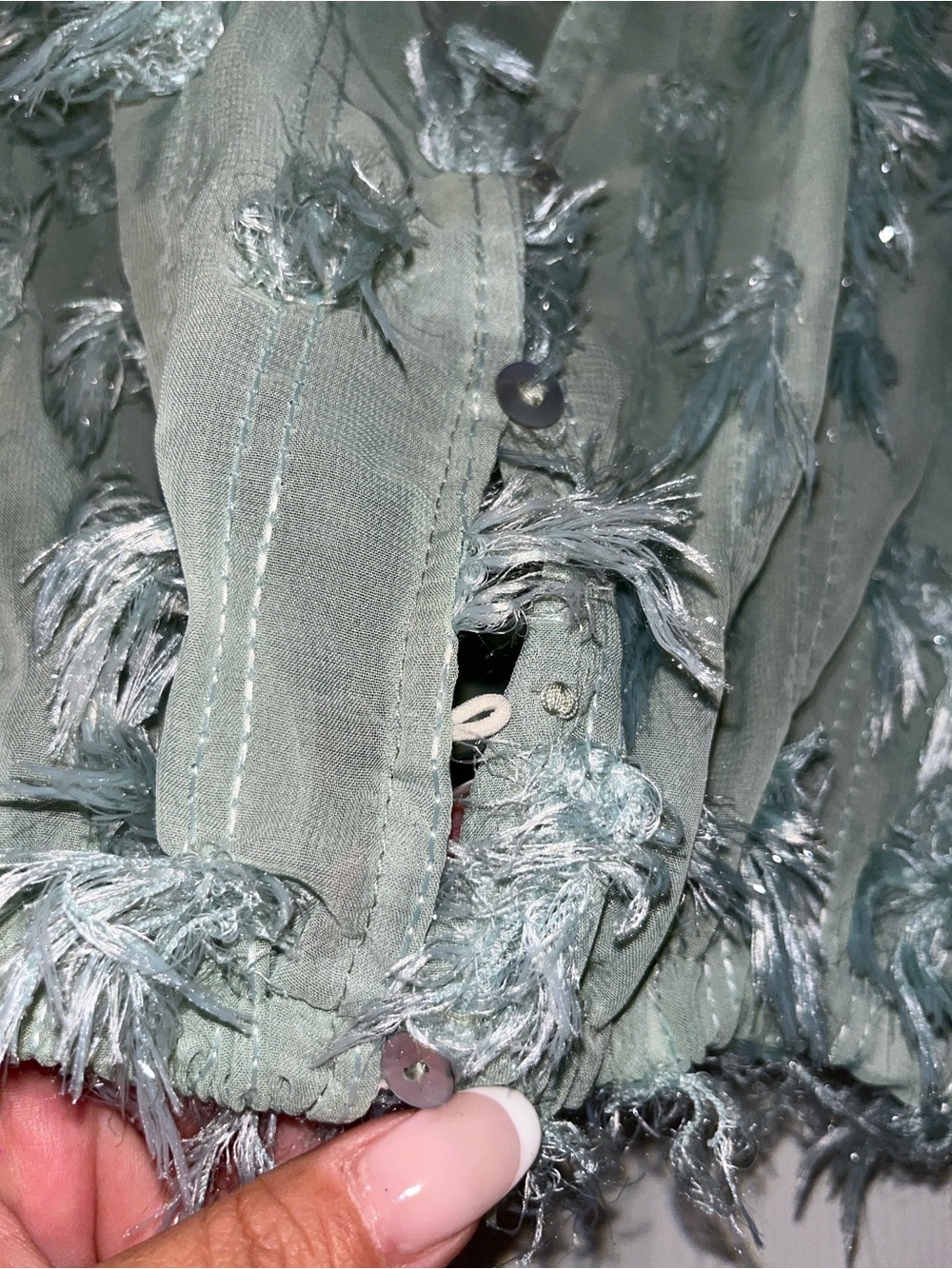 Mint green feathered crop top - Picture 2 of 3